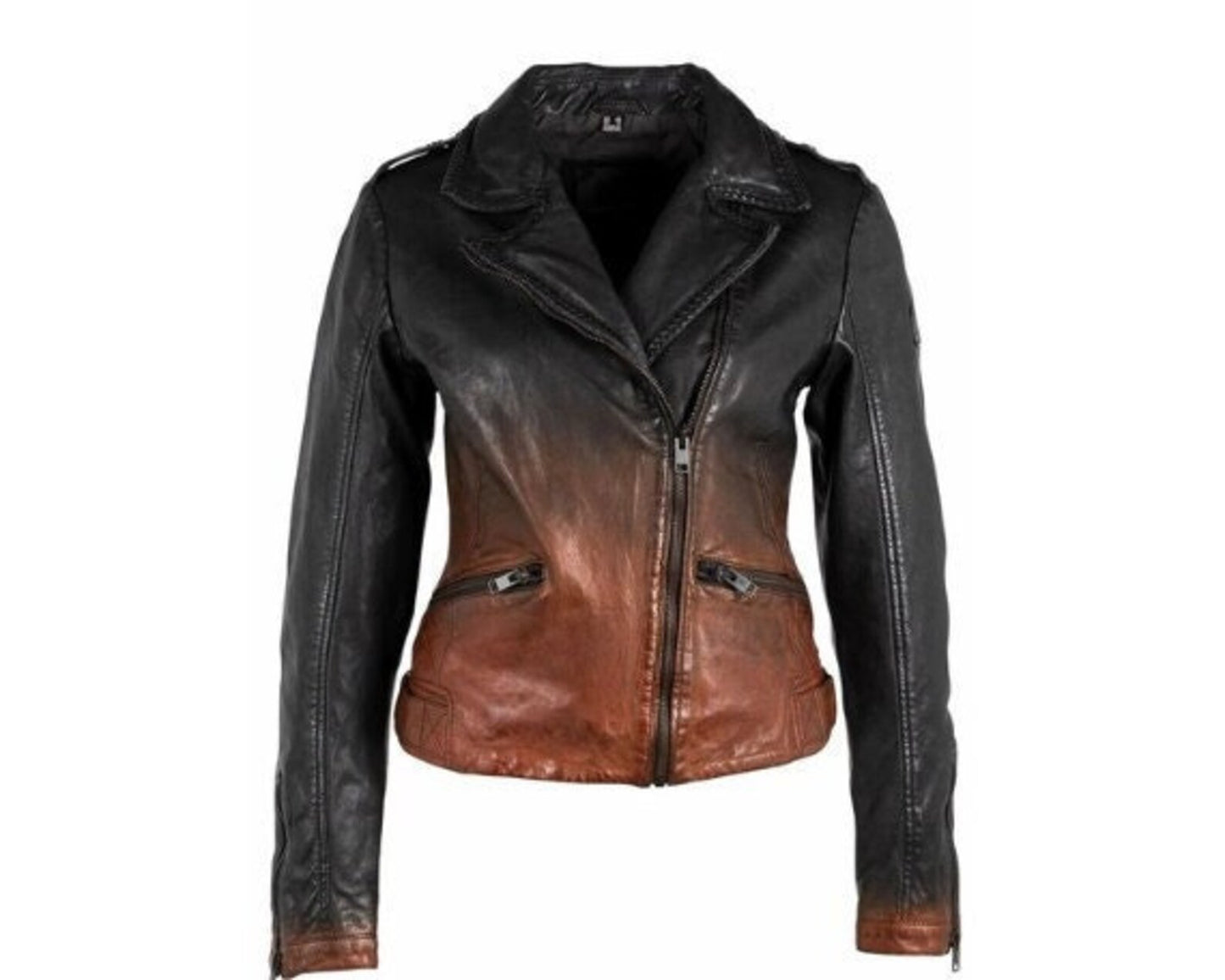 women's brown black leather jacket