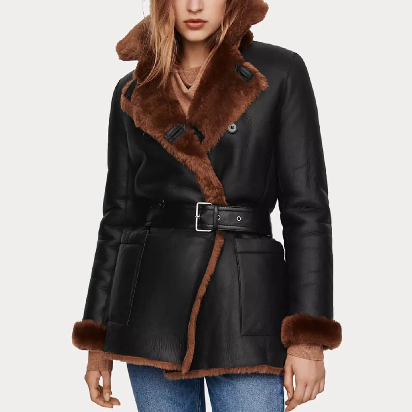 Women’s Shearling Genuine Leather Jacket