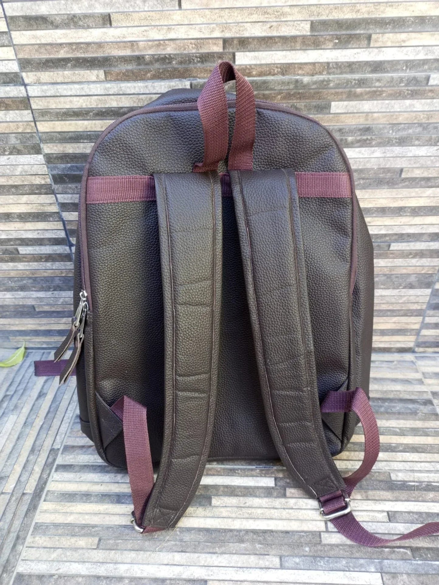 Real hair on cowhide backpack