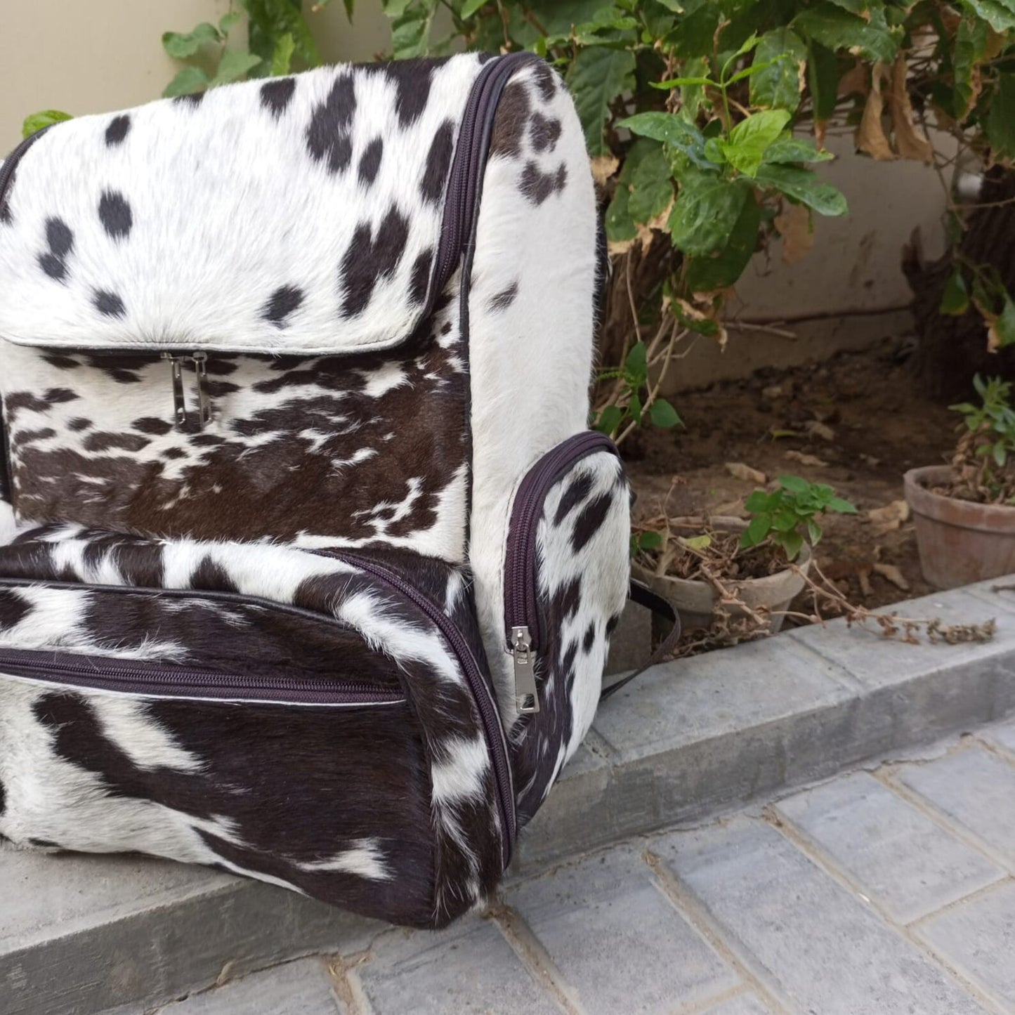 Natural cowhide diaper backpack