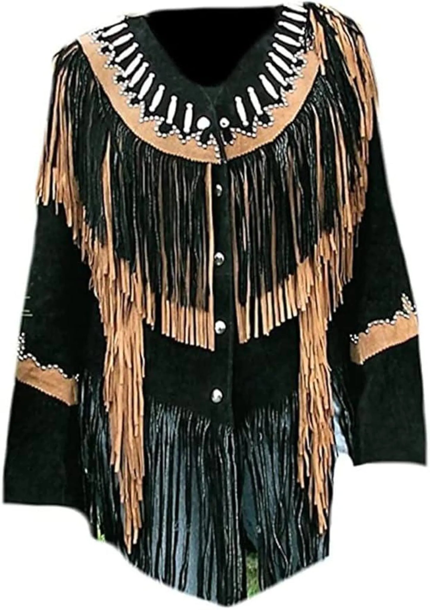 Women Native American Suede Jacket Tassels Beaded