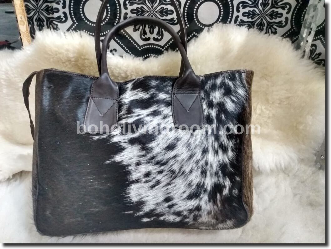 Black White Hair On Hide Purse