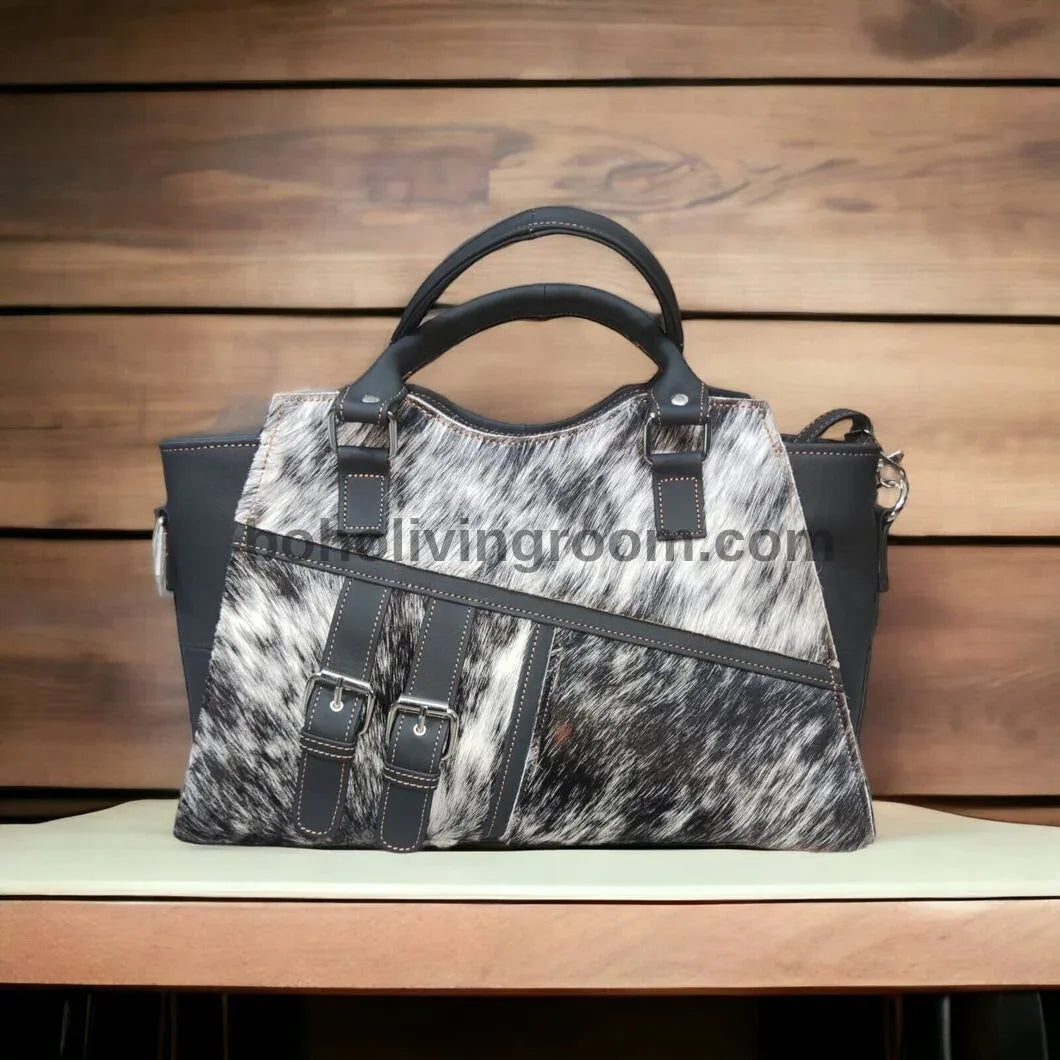 Speckled Black White Cowhide Purse