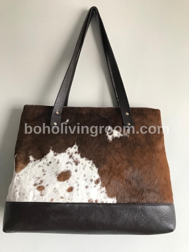 Dark Brown Furry Cowhide Shoulder Purse