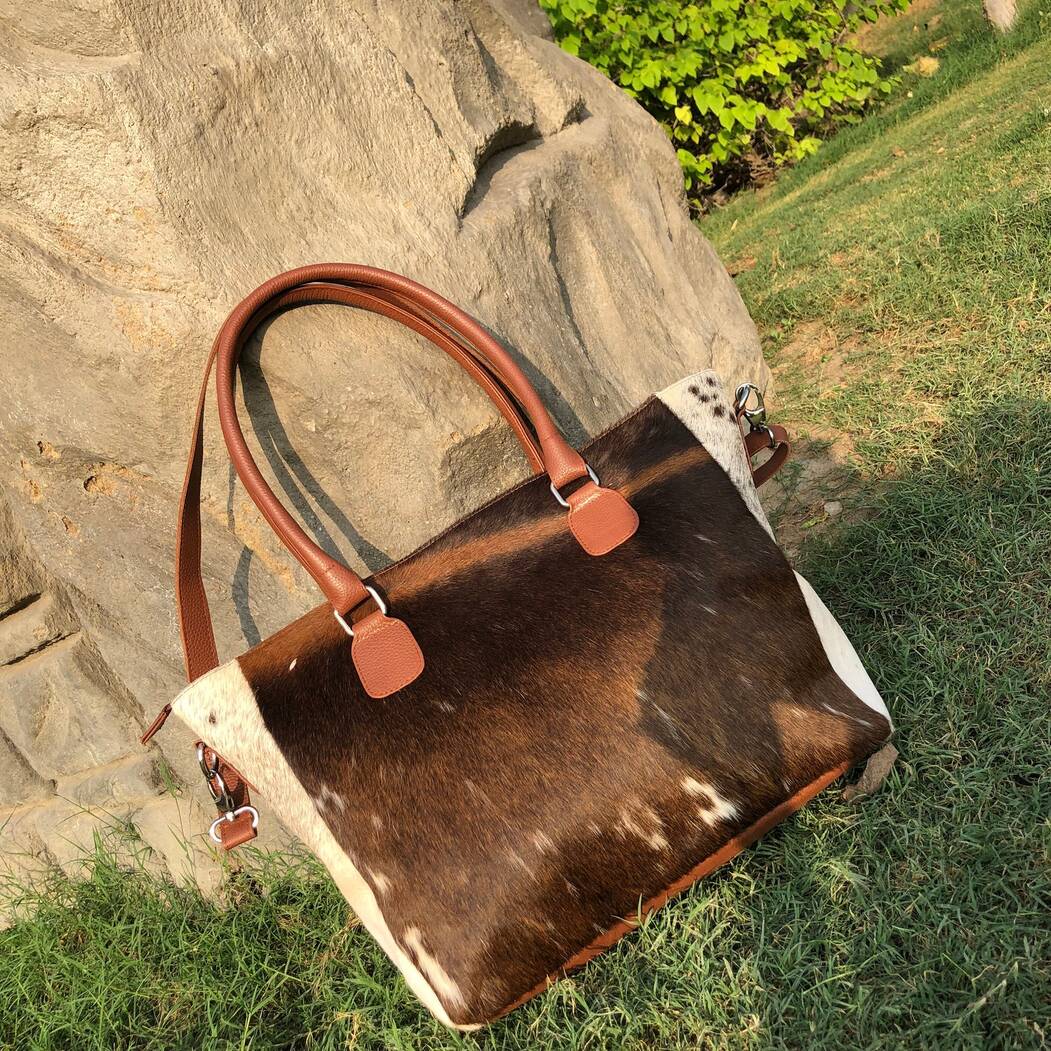 Large Western Cowhide Tote Bag