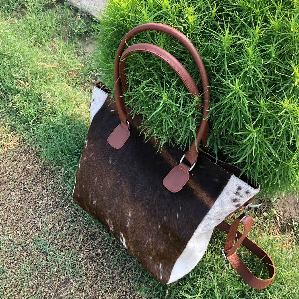 Large Western Cowhide Tote Bag