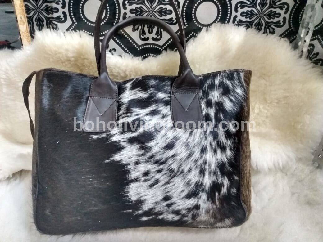 Black White Hair On Hide Purse