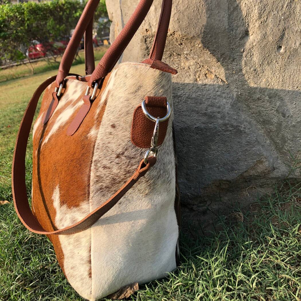 Large Western Cowhide Tote Bag