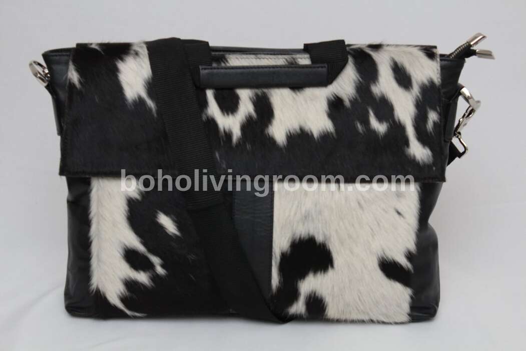 Natural Real Cowhide Laptop Messenger Bag