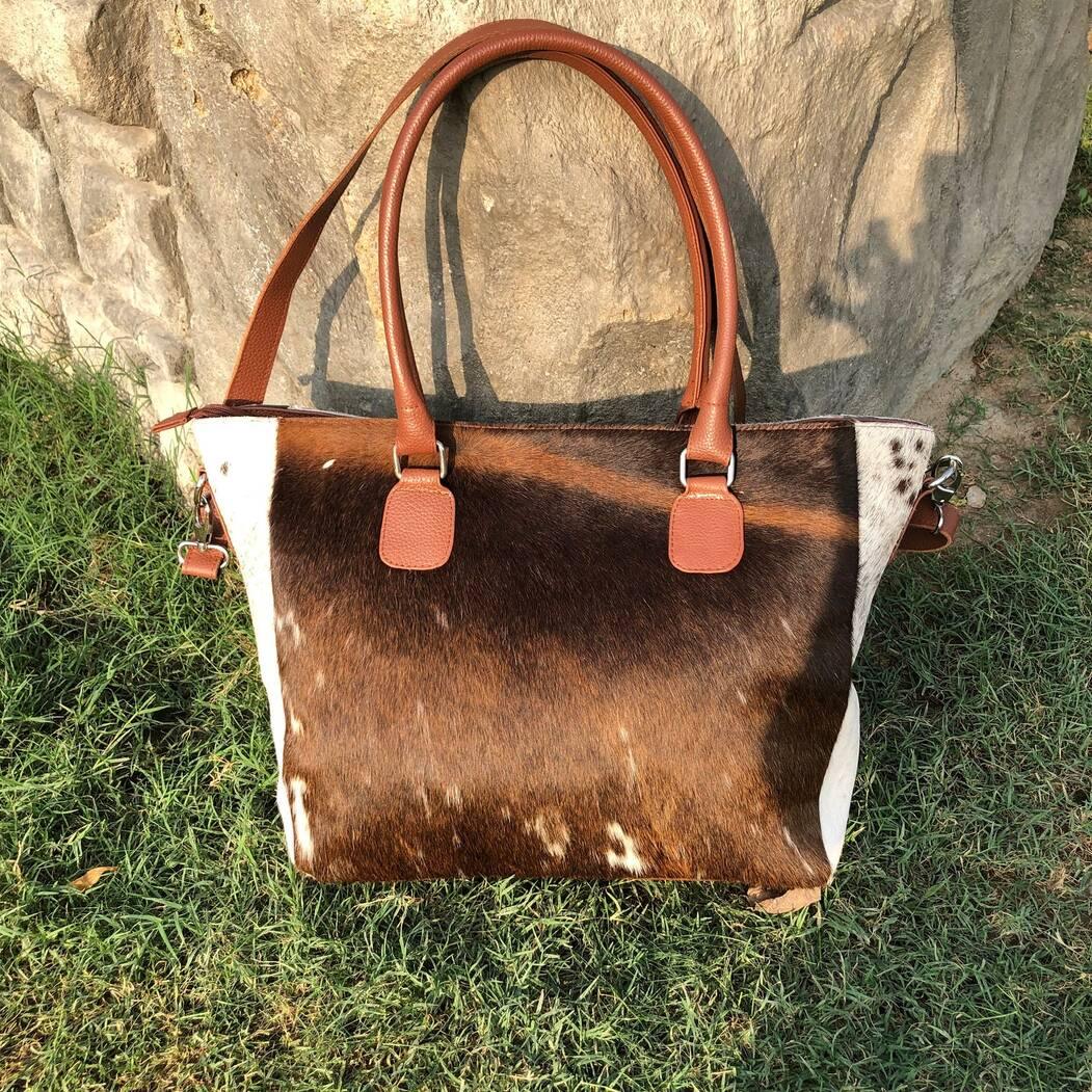 Large Western Cowhide Tote Bag