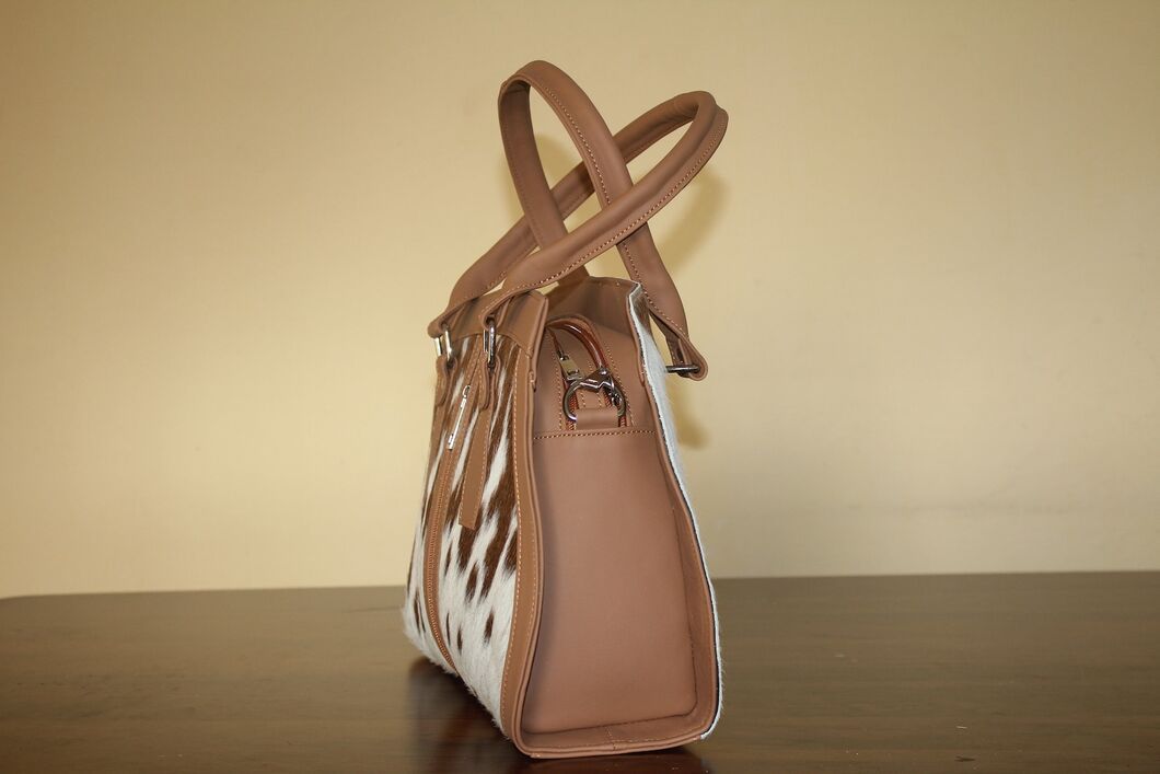 Light Brown White Cowhide Shoulder Bag