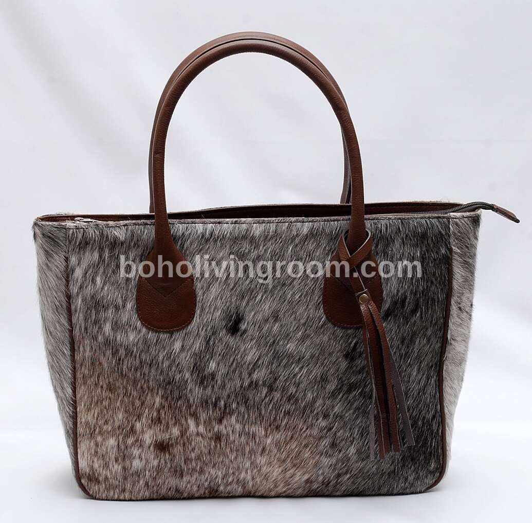 Speckled Tricolor Cowhide Tote Purse