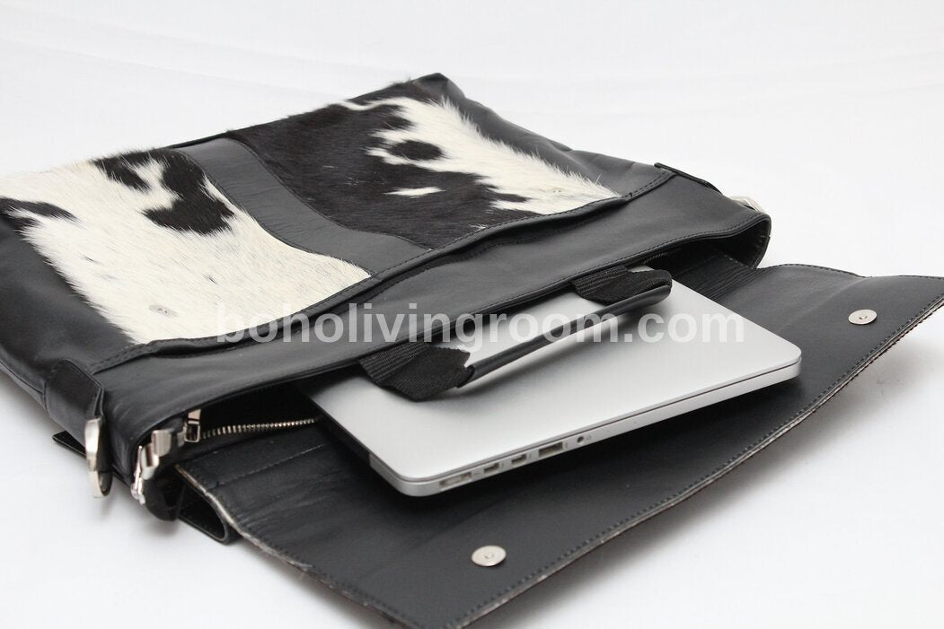 Natural Real Cowhide Laptop Messenger Bag