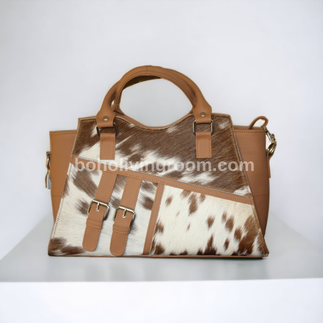 Brown White Spotted Cowhide Purse