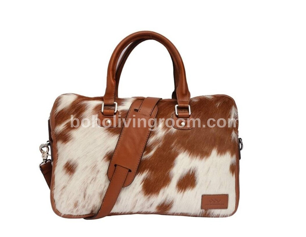 Real Natural Hair On Cowhide Laptop Bag