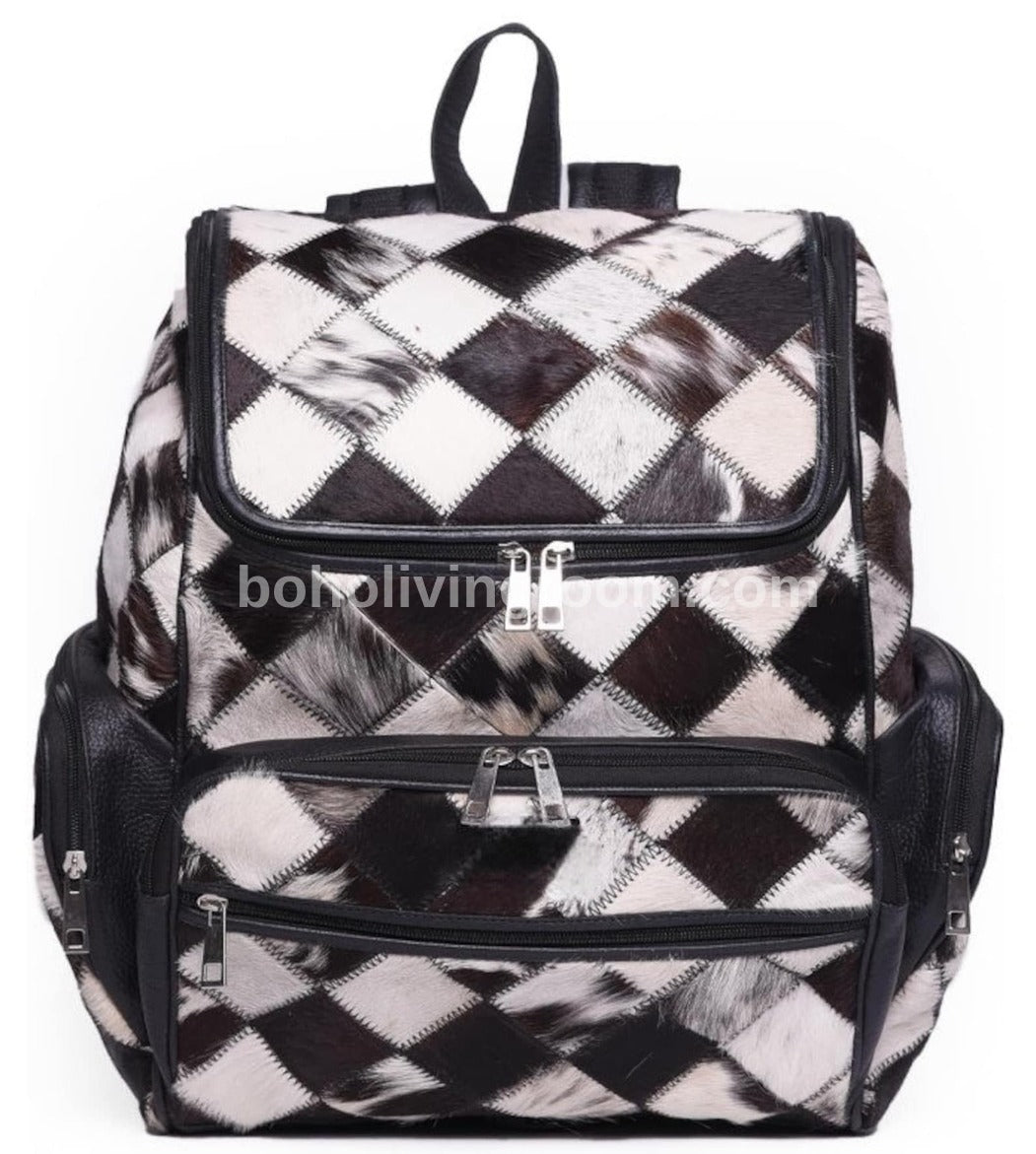 Genuine Patchwork Hair On Cow Skin Backpack