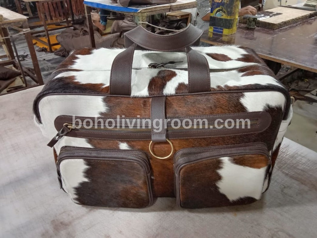 Hair On Cowhide Nappy Duffle Bag