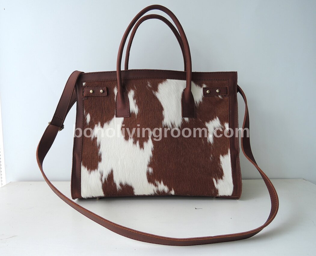 Real Natural Cowhide Fur Handbag
