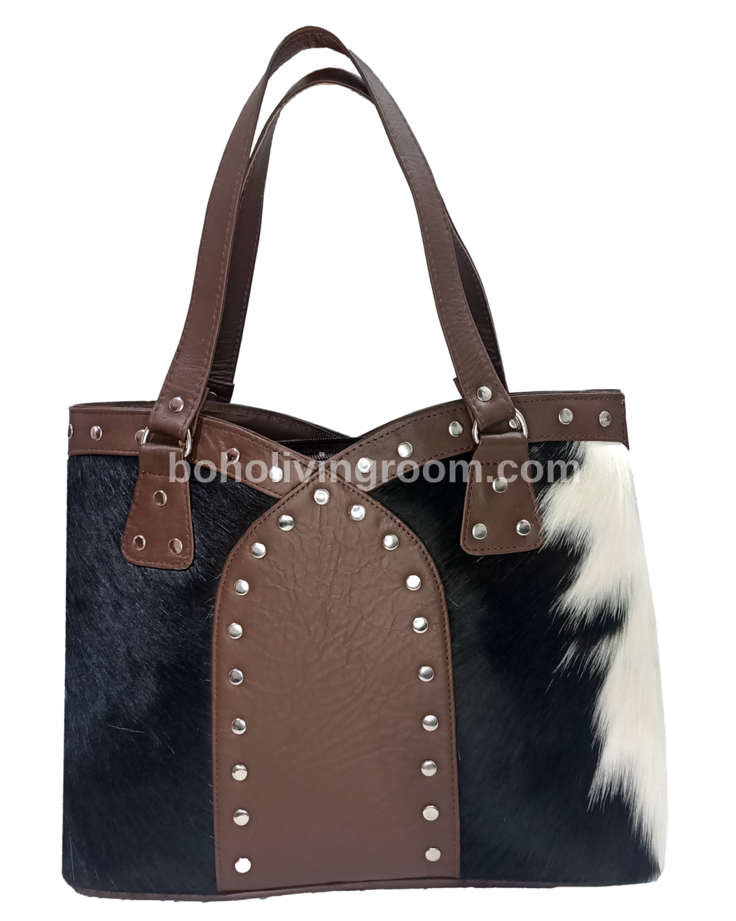 Natural Real Black White Cowhide Bag