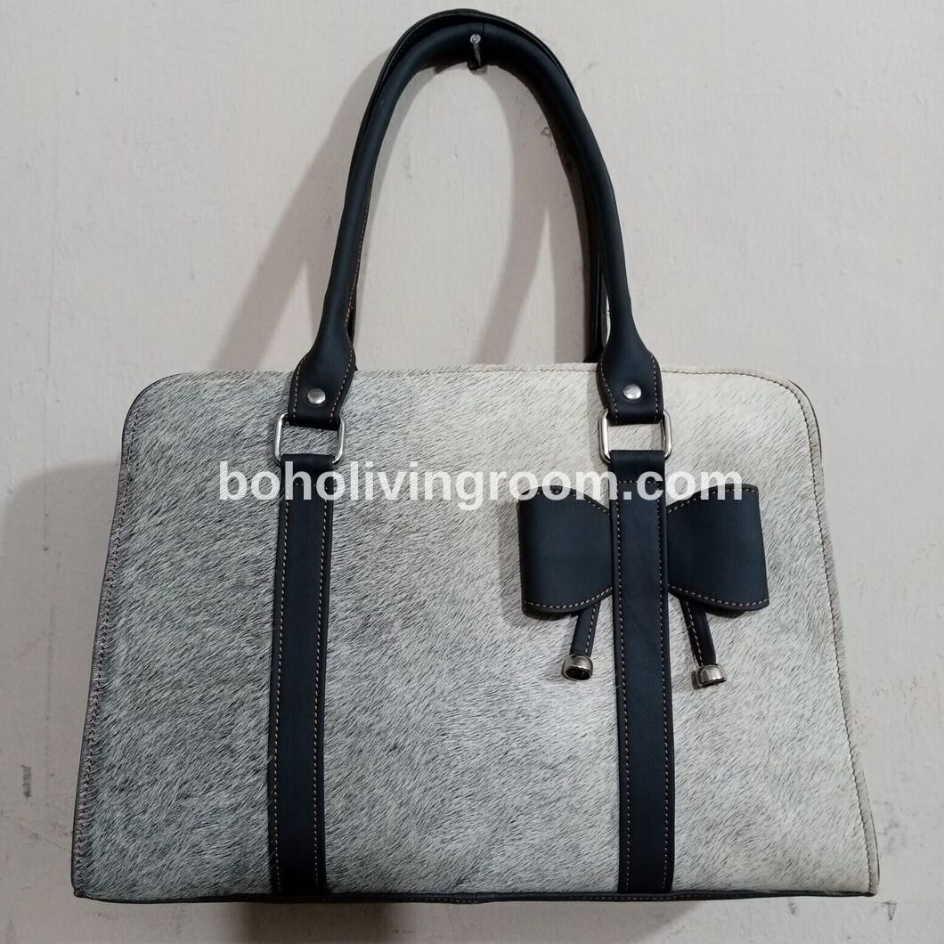 Natural Grey White Cowhide Bag
