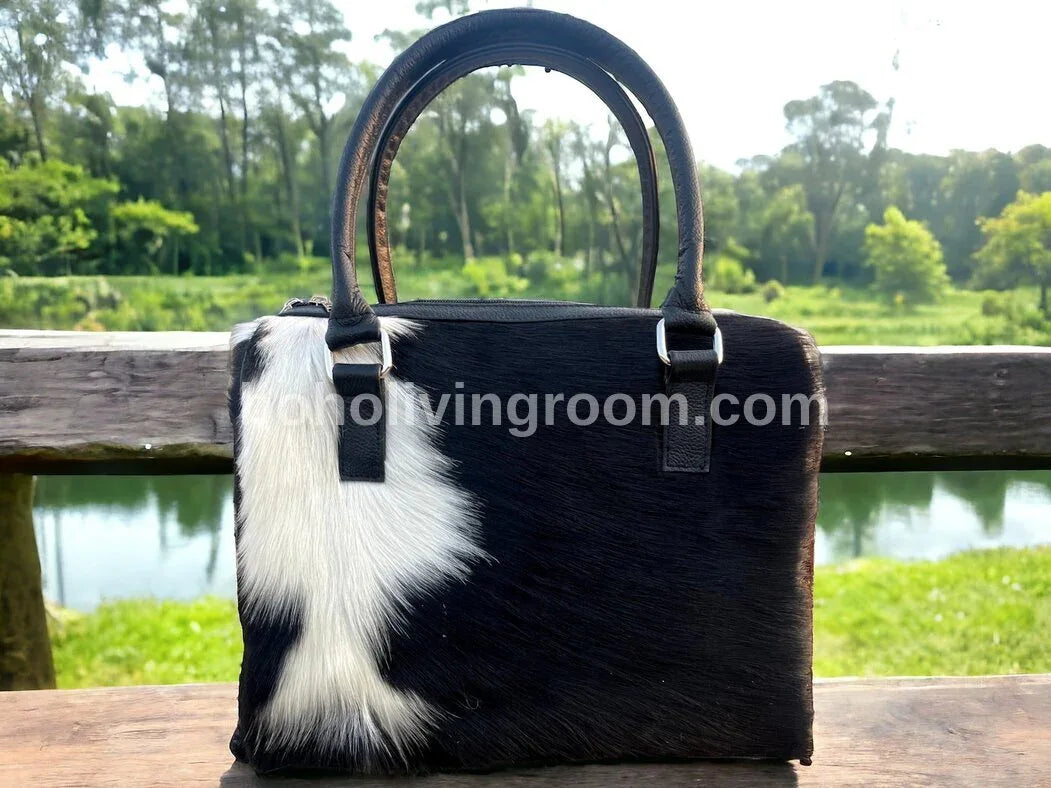 Black White Cow Skin Shoulder Purse Bag