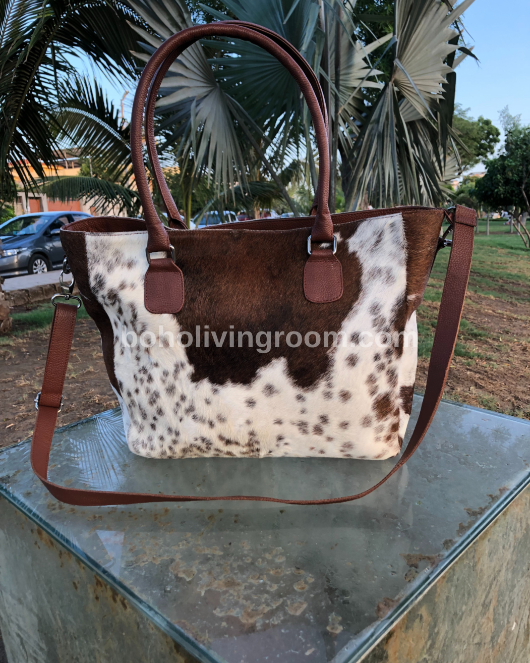 Real Natural Tricolor Cowhide Purse