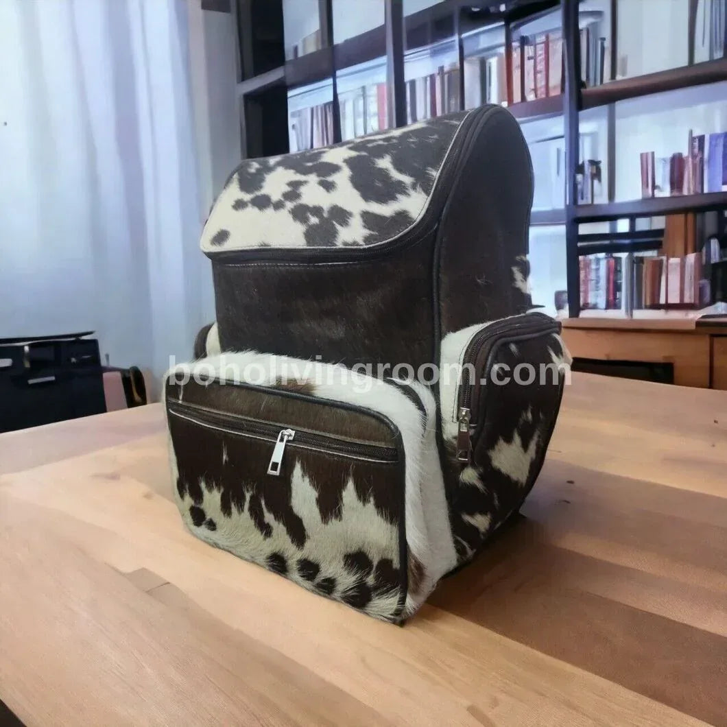 Black White Cowhide Bag Backpack
