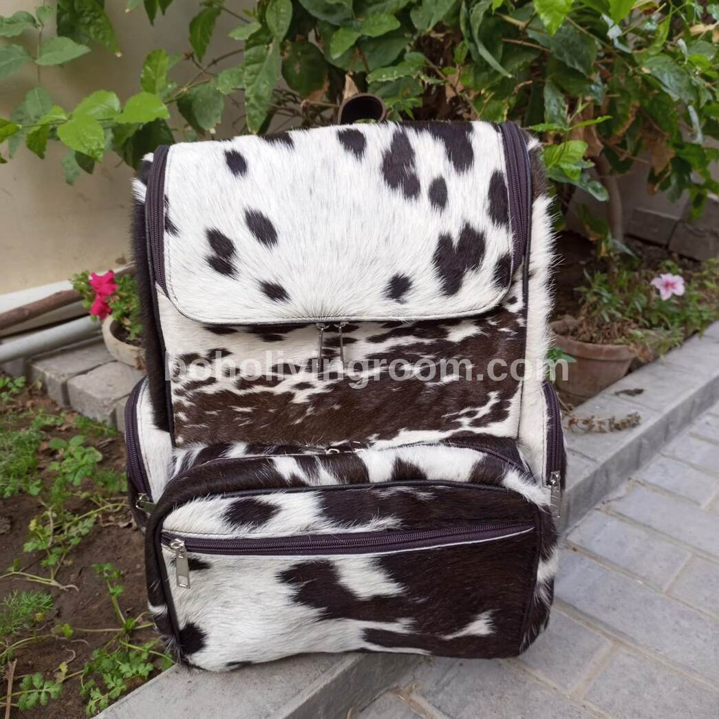 Natural cowhide diaper backpack