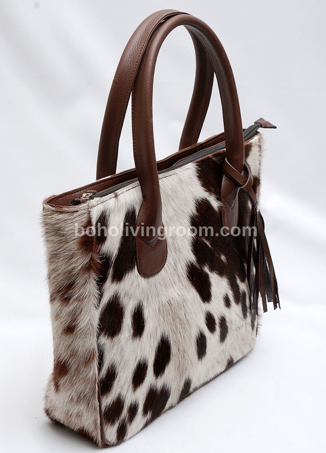 Real Natural Speckled Cow Skin Fur Shoulder Purse