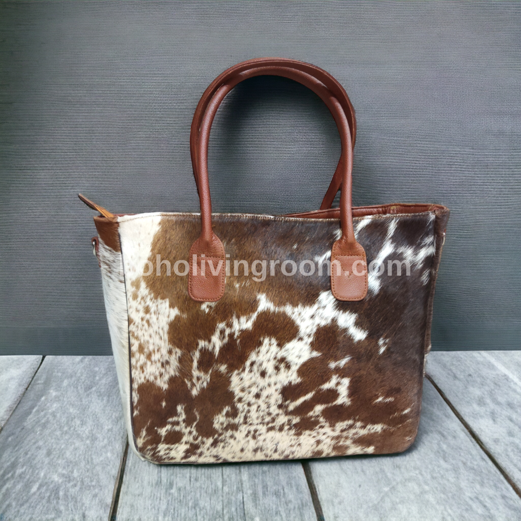 Cowhide Tote Bag Natural Real