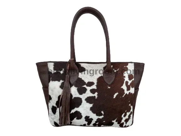 Tricolor Cowhide Tote Purse