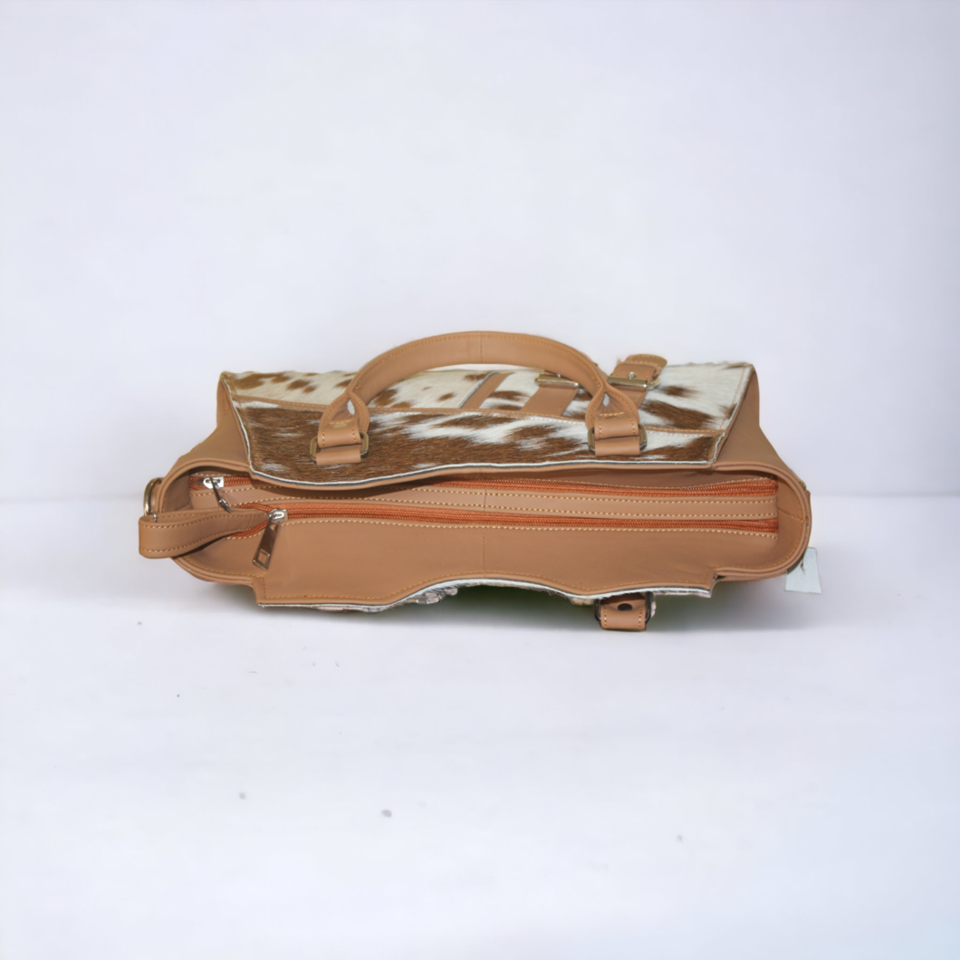 Brown White Spotted Cowhide Purse