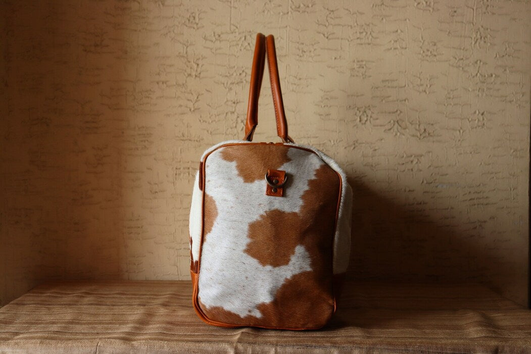 Brown White Cowhide Belt Bag