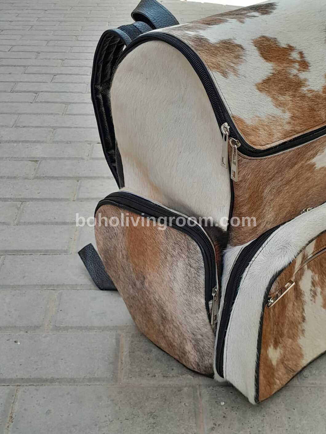 Natural Brown Tan Cowhide Backpack