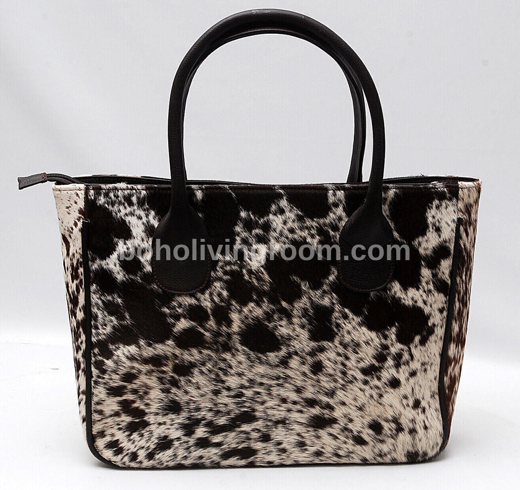 Speckled Hair On Cow Fur Shoulder Purse
