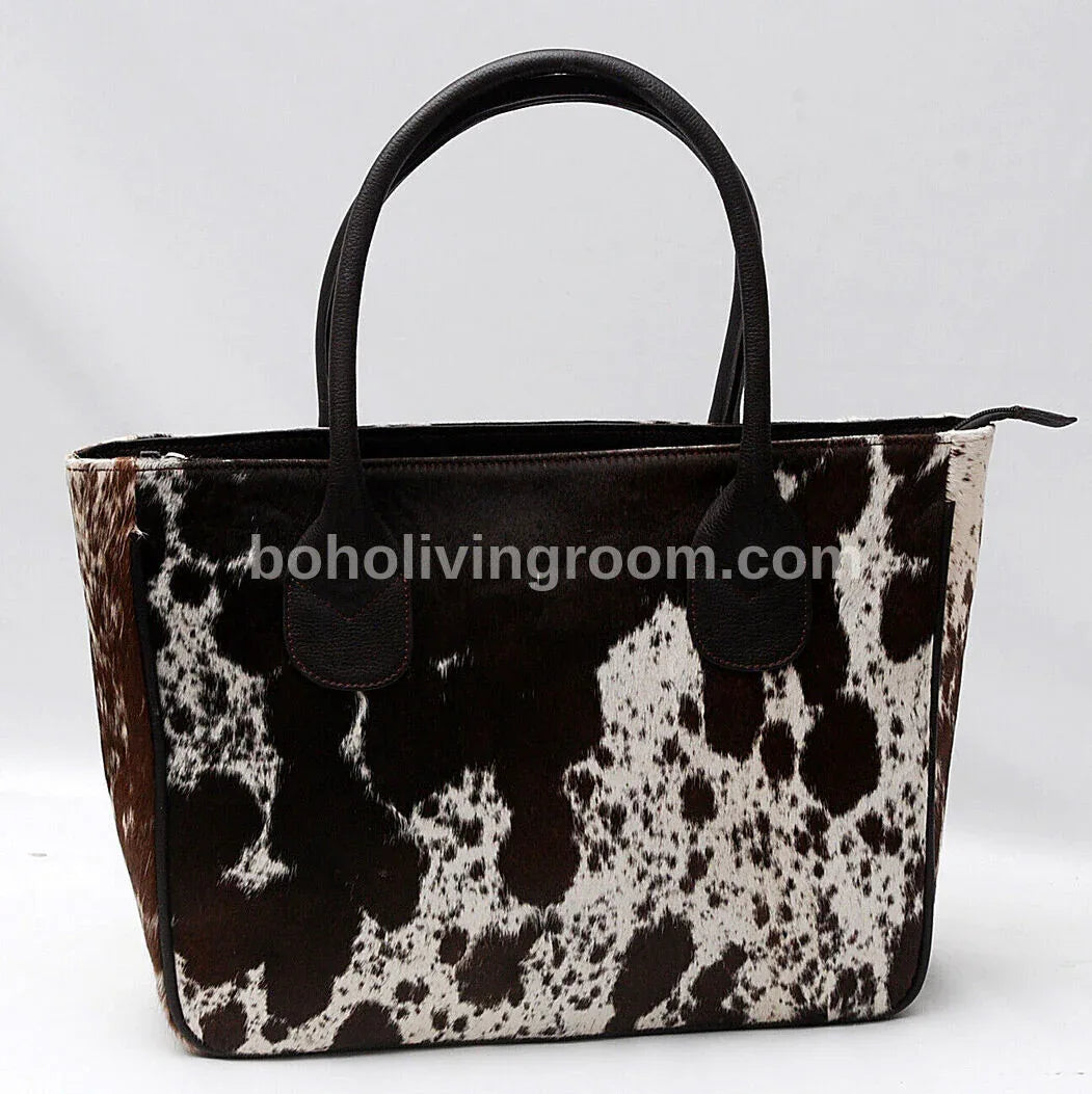 Speckled Hair On Cow Fur Shoulder Purse
