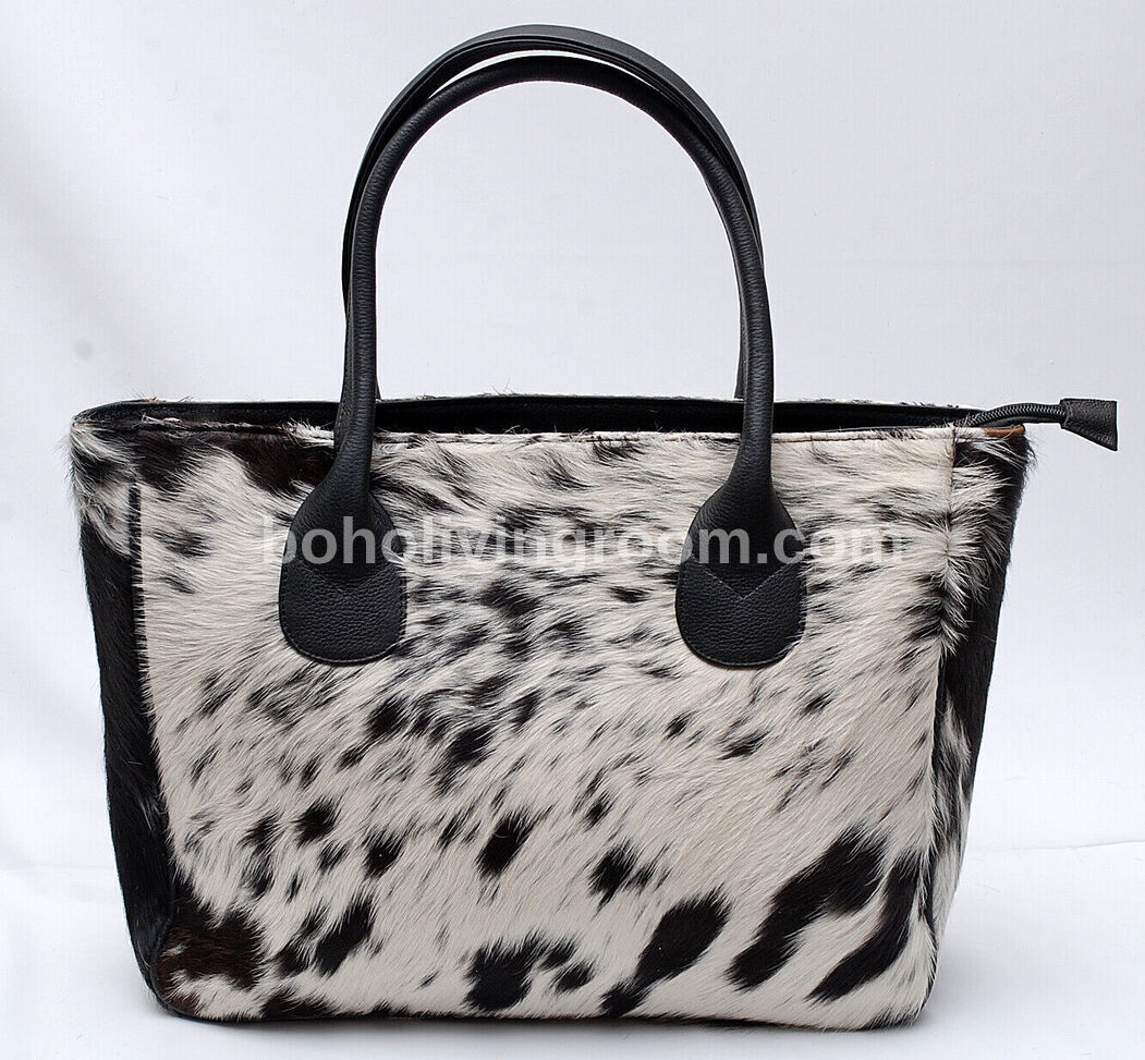 Cowhide fur purse tricolor