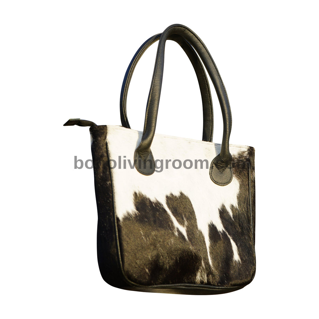 Large Cowhide Bag Black White