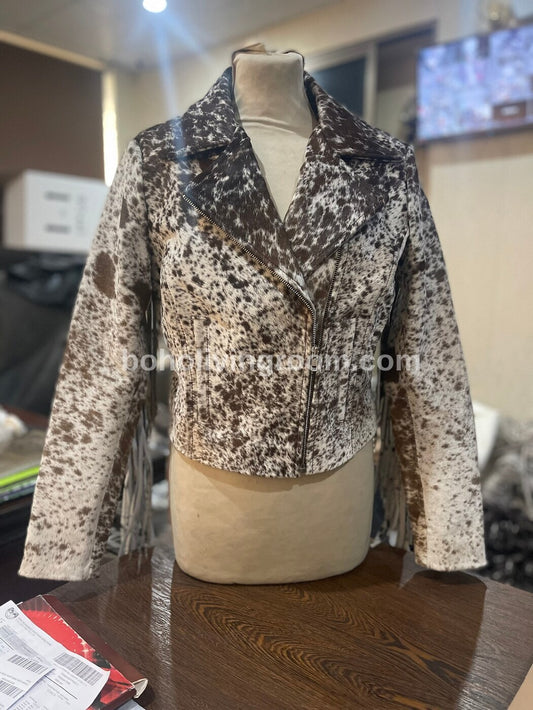 Speckled Cow Skin Fur Jacket