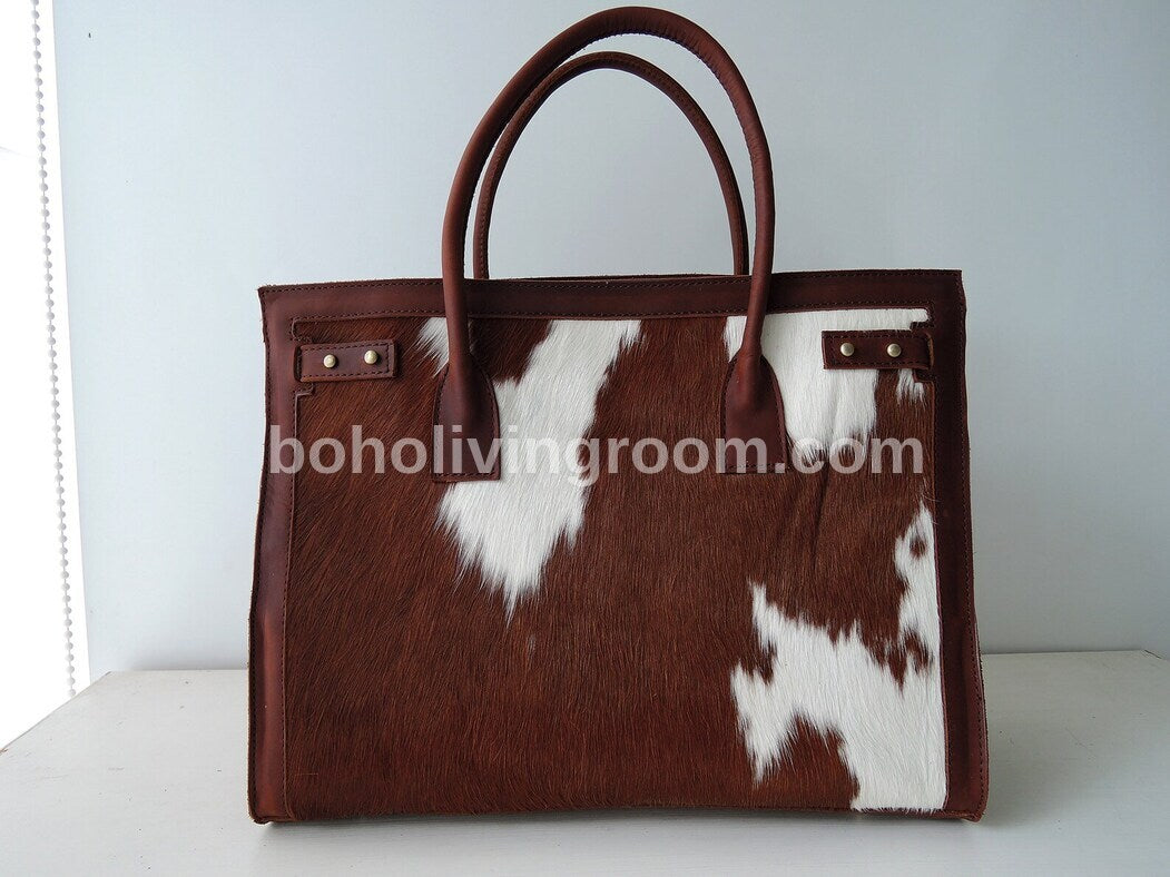 Real Natural Cowhide Fur Handbag