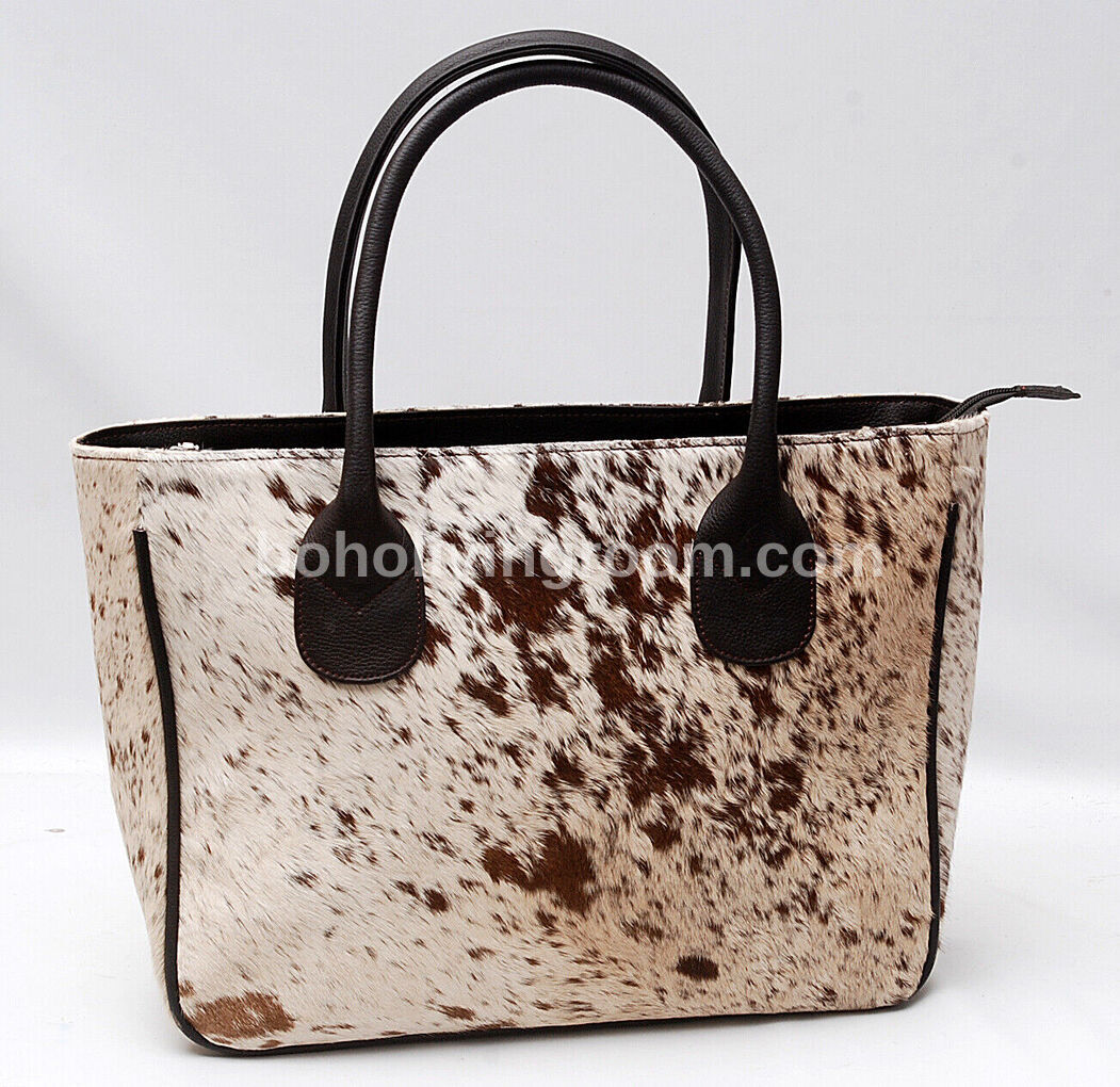 Large Tricolor Cowhide Fur Shoulder Purse