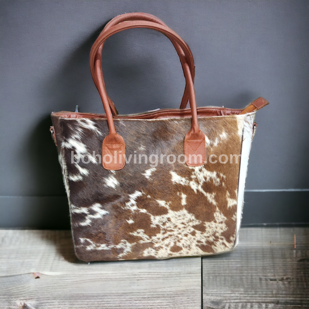 Cowhide Tote Bag Natural Real