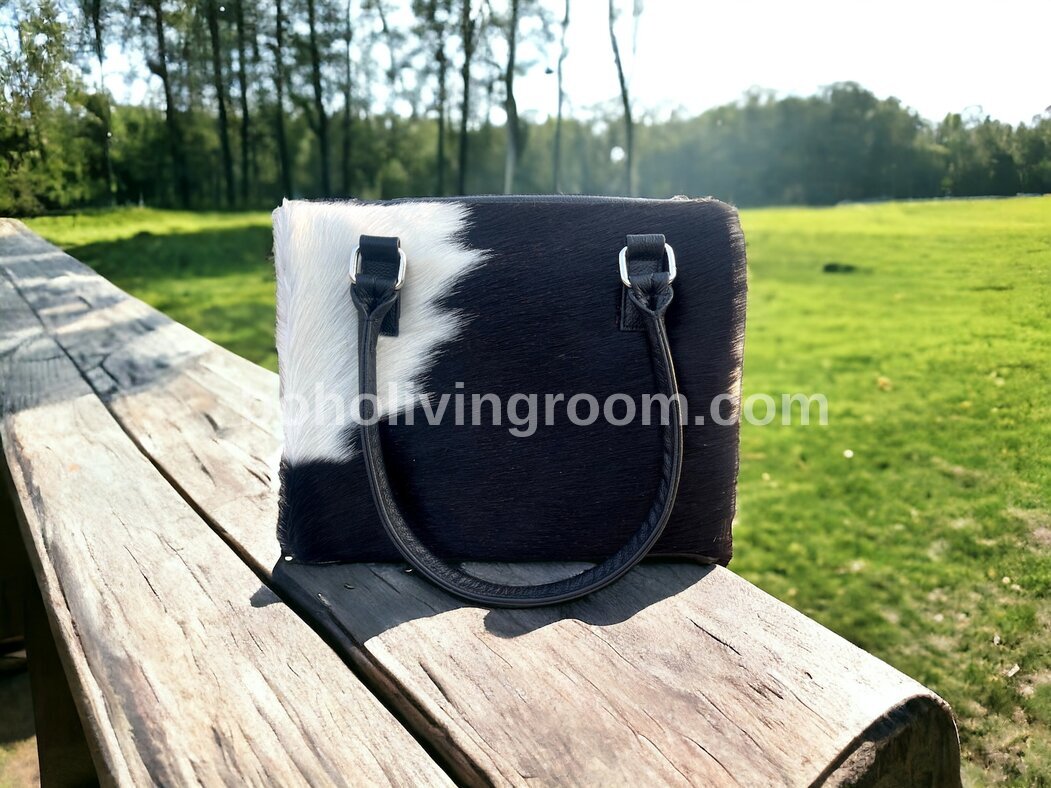 Black White Cow Skin Shoulder Purse Bag