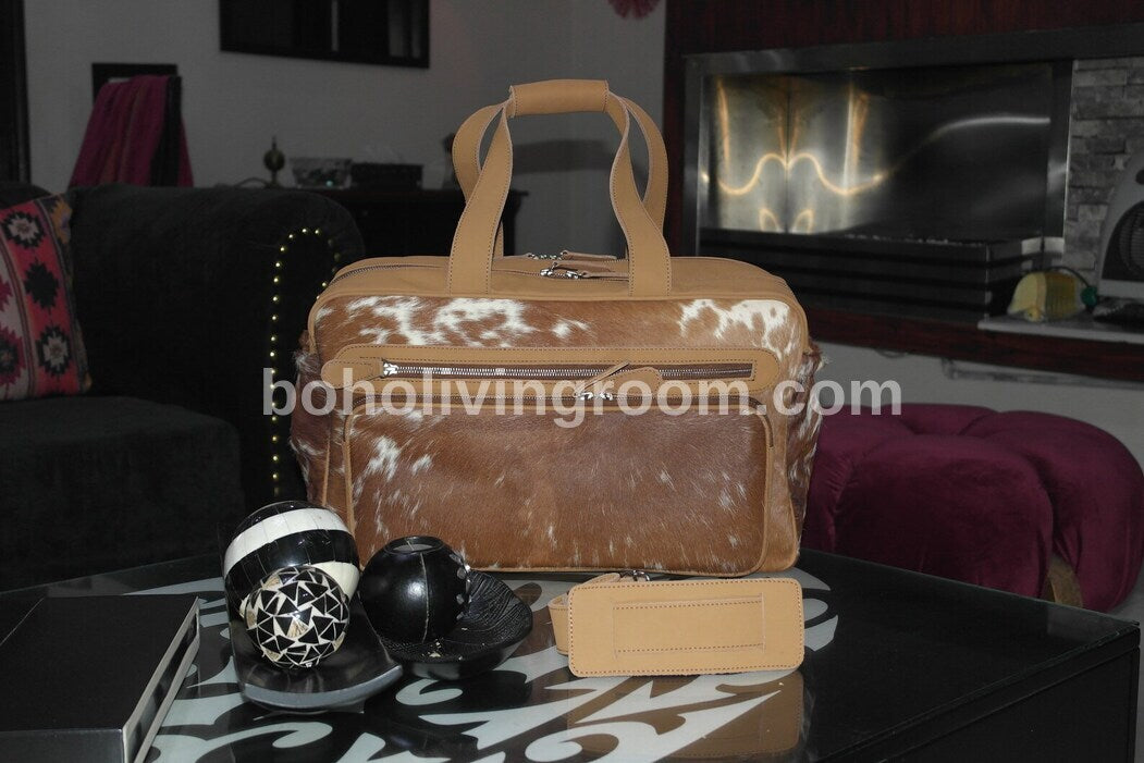 Premium Hair On Cowhide Weekender Duffle Bag