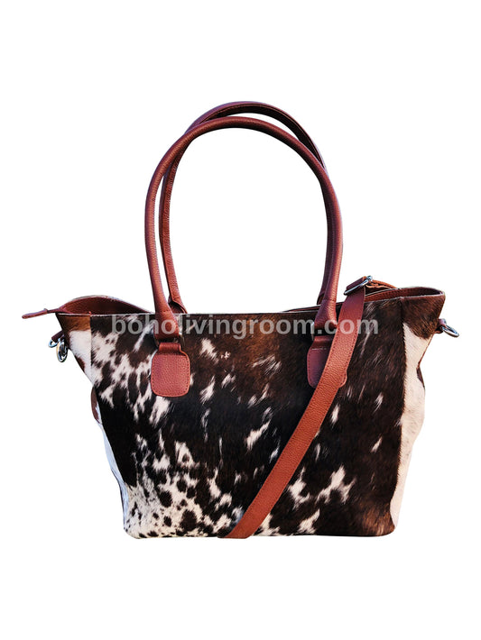 Exotic Tricolor Cowhide Tote Purse