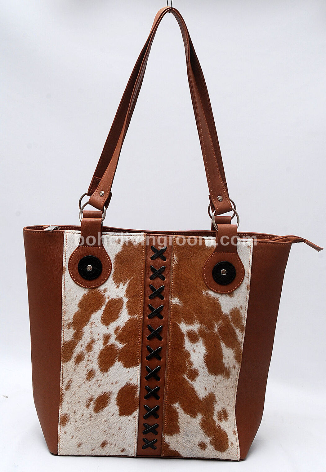 Brown White Hair On Hide Tote Purse