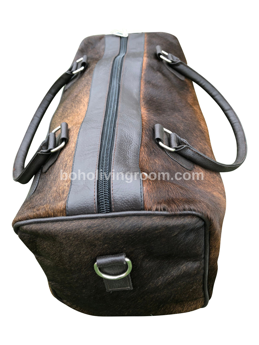 Dark Brindle Brown Cowhide Duffle Bag