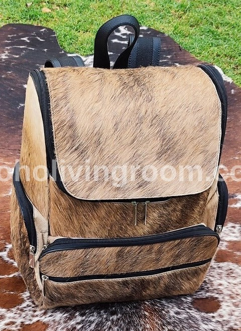 Premium Dark Brown Cowhide Backpack Hair-On Hide Bag