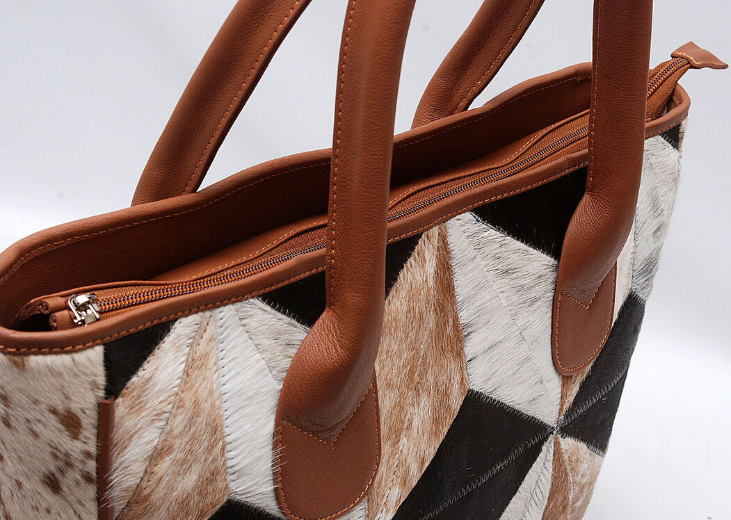 Large Cow Skin Patchwork Tote Purse