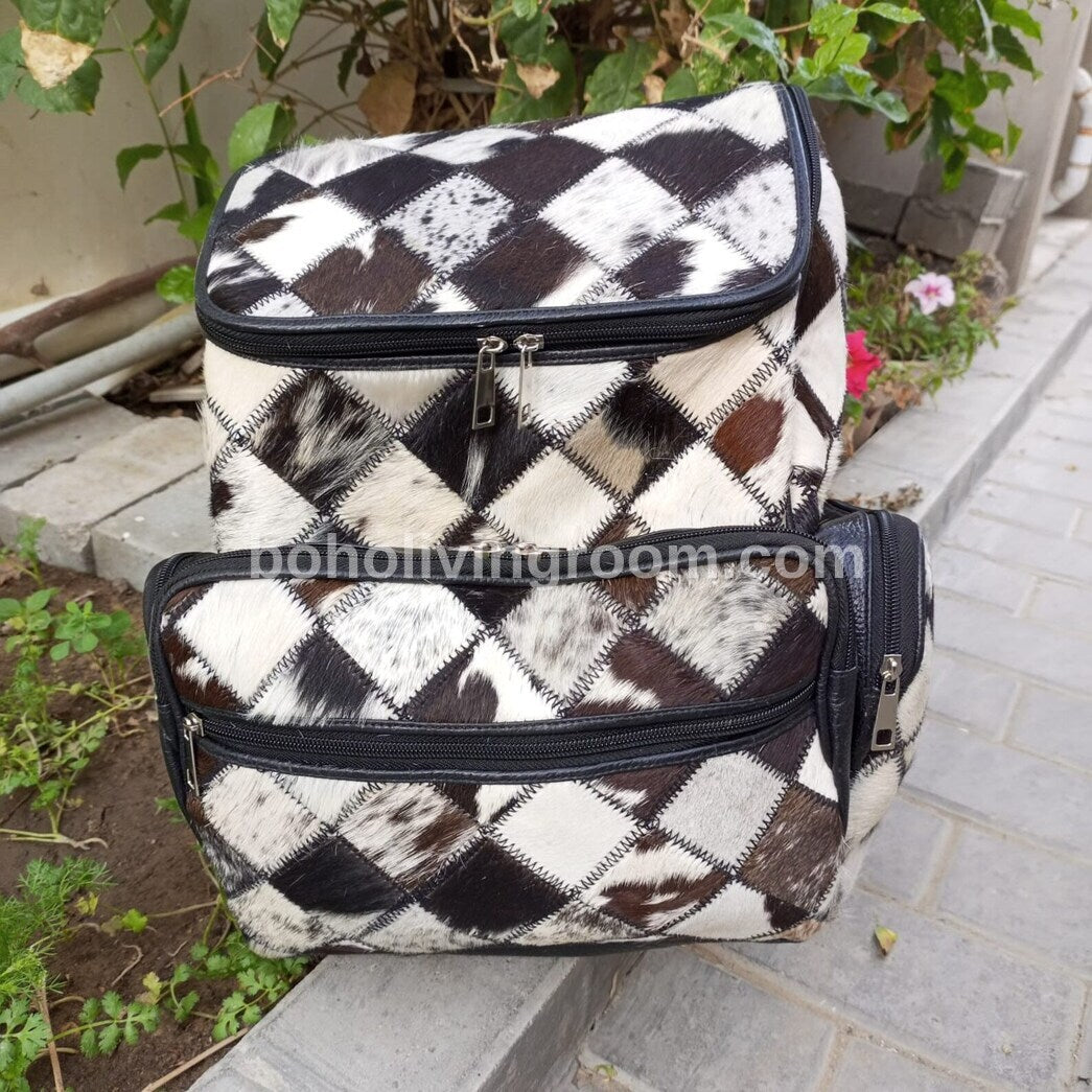 Natural Cowhide Patchwork Backpack